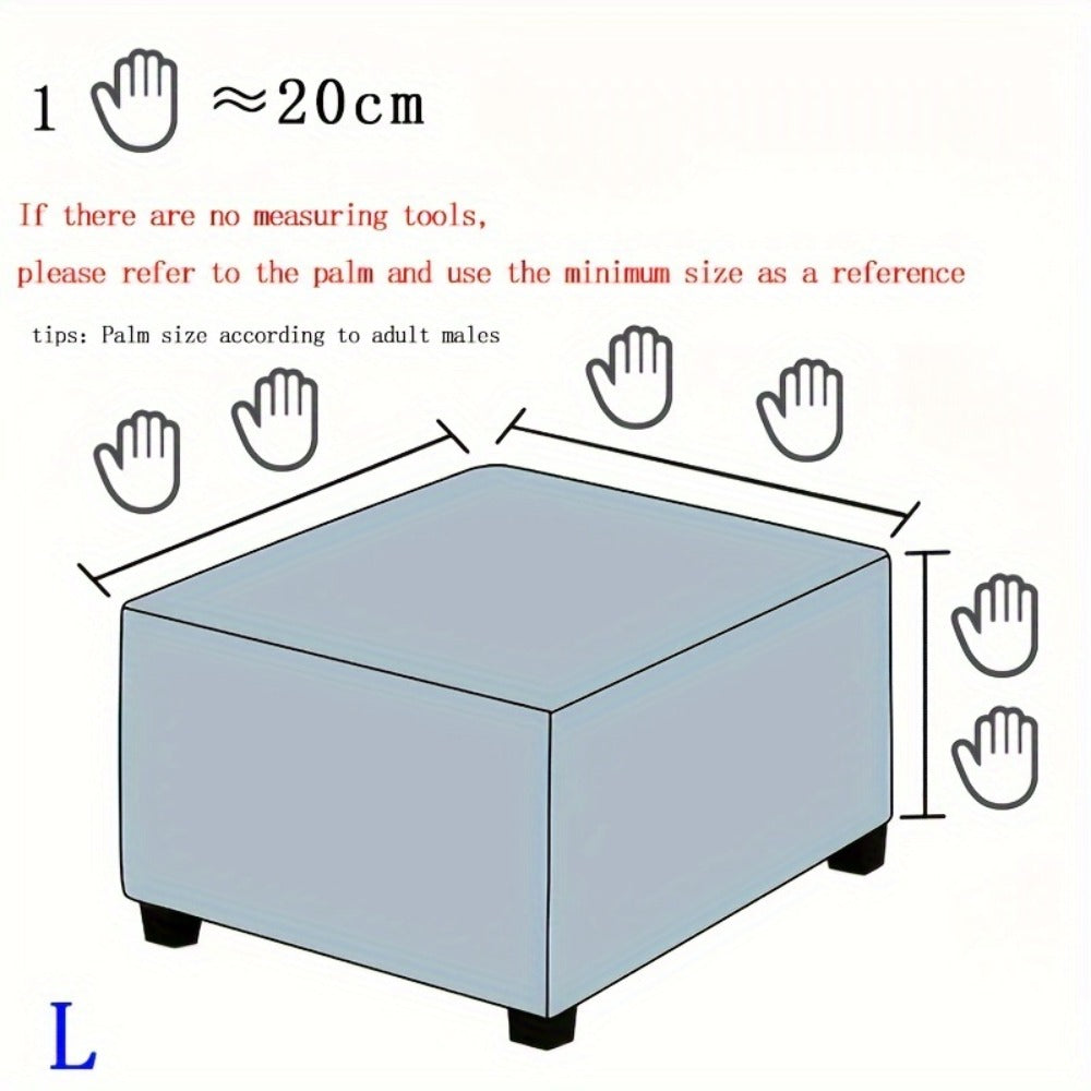 Square Ottoman Cover with Elastic Band in Six Color Labels and L or XL Size Options for Home and Office Footstools