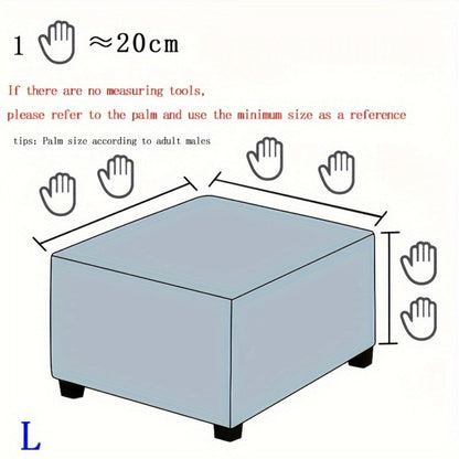 Square Ottoman Cover with Elastic Band in Six Color Labels and L or XL Size Options for Home and Office Footstools