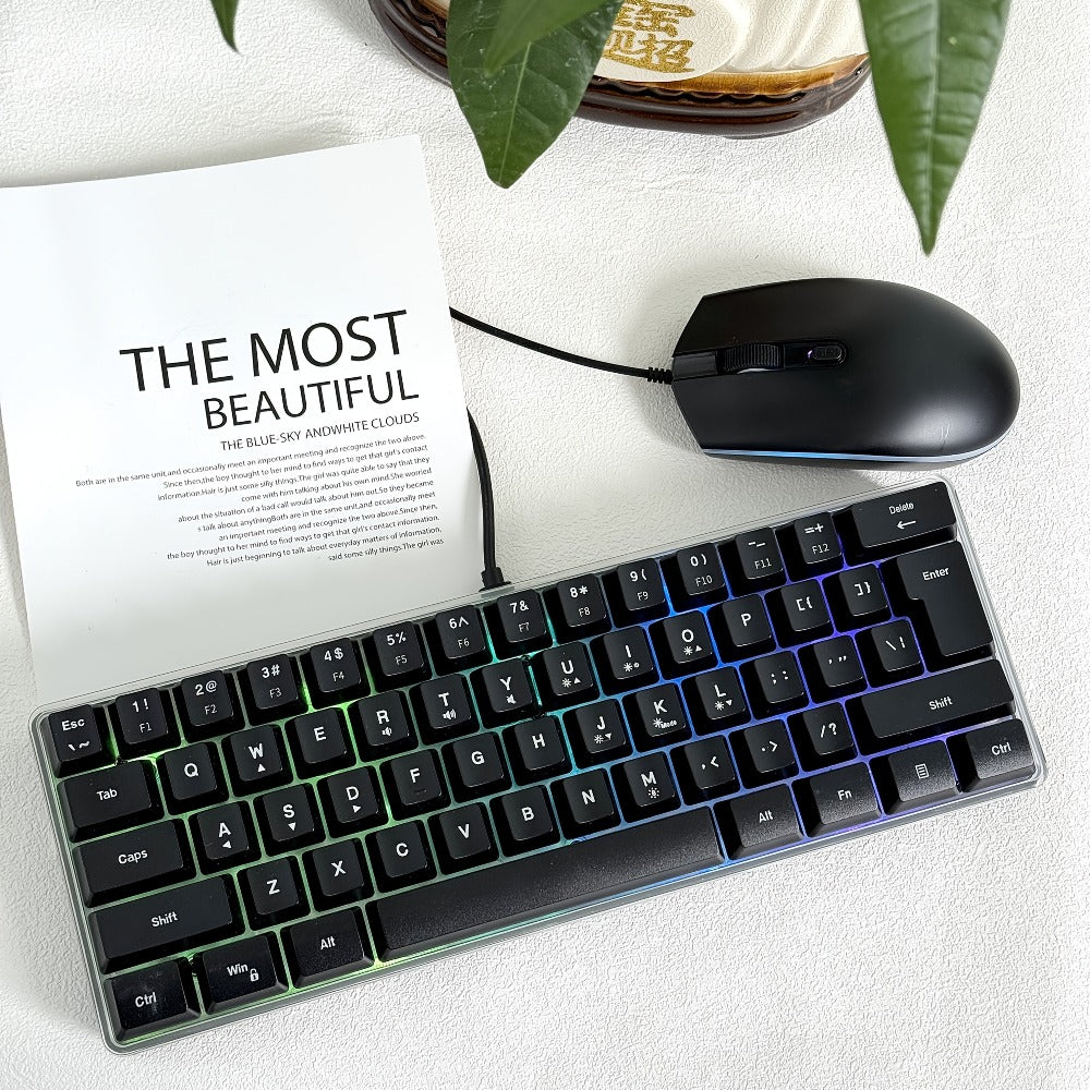 Compact Wired Gaming Keyboard in 61-Key and 68-Key Layouts with Ten Color and Mouse Options
