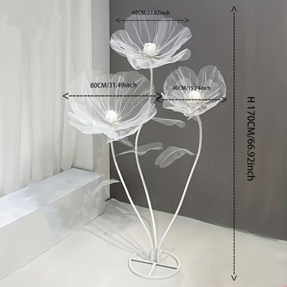 Artificial Flowers Giant Three-Piece Silk Mesh Display Set with Base, Branches and Eight Color Options