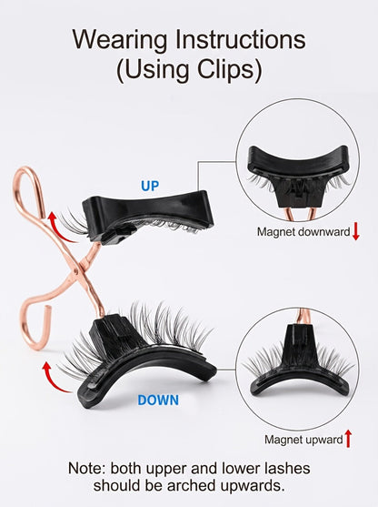 Reusable Magnetic False Lashes 8Pcs No Glue Double Strip Set with Applicator & Tweezers – Natural Everyday Makeup Look for Women, Daily Wear, Parties, Travel & Mom Gift