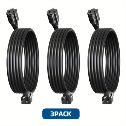 Three-Pack 6-Foot 16/3 Extension Cords in Black with Single Outlets and 13A 125V 1625W Labels