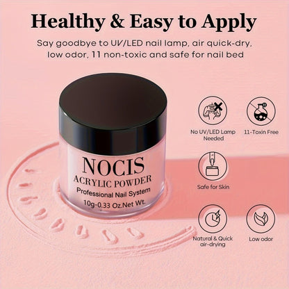 4-Color White & Nude Acrylic Powder Kit for 3D Nail Art — 10g Each All-Season Carving French Manicure Nail Extensions No Lamp Needed Salon Quality Home Use
