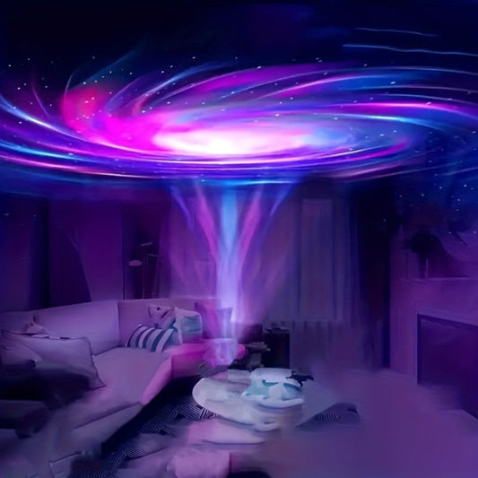 Aurora Borealis Projector Night Light 4-in-1 USB – Star Galaxy Ocean Wave & Spiral Aurora Modes, Bedroom Ceiling Ambient Lamp for Gaming Room, Home Decor & Laptop Compatible