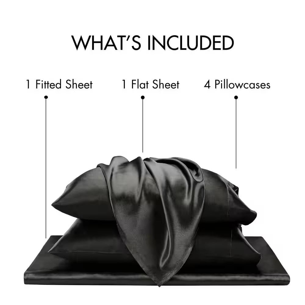 Satin Bed Sheets Set 2100TC Ultra Soft 3/4pcs – Silky Smooth Breathable Satin Bedding for Twin Full Queen King, 5-Star Luxury Hotel Experience, Solid Color, 7 Colors Available