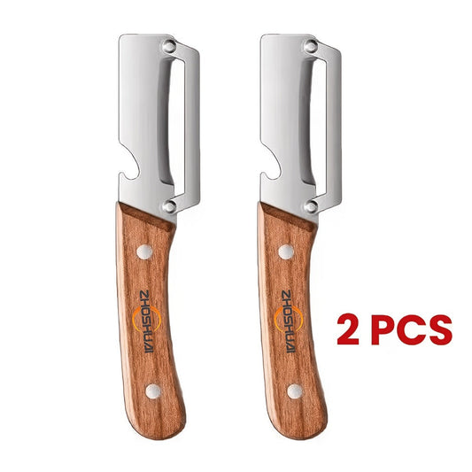 Fruit Peeling Knife Set 2pcs – Heavy Duty Stainless Steel Pineapple Eye Remover & Sugar Cane Rind Cutter, Multi-Purpose Kitchen Prep Tool for Home Canning, Fruit Platters & Gift Baskets