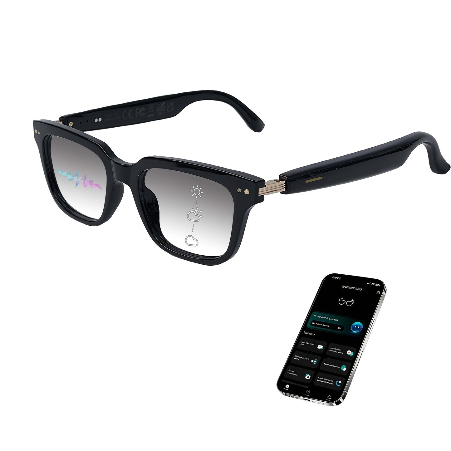 Smart Glasses 160-Language Translation Eyewear with Open-Ear Audio and Ten Photochromic or Filter Lens Options