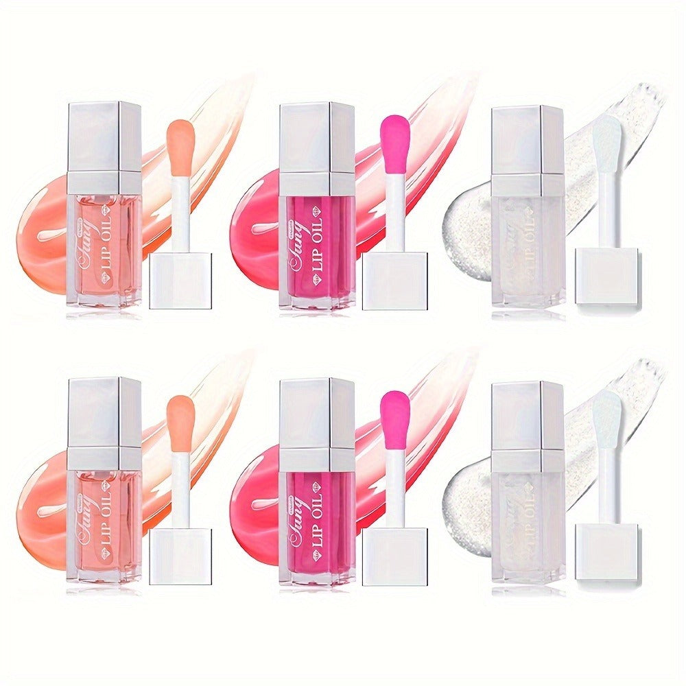 Plumping Lip Gloss Oil Set 3pcs 6pcs Hydrating Transparent Glow Lip Plumper - Long-Lasting High-Shine Glossy Finish in Berry Coral Pink Red, Nourishing Lip Care Gift for Women & Girls