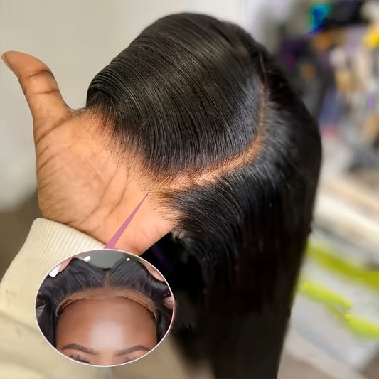 Straight Human Hair Wig 5x5 HD Lace Closure Glueless Pre Bleached Knots Pre Plucked Baby Hair Natural Black 16-34 Inch | Wear and Go Elegant Natural Look