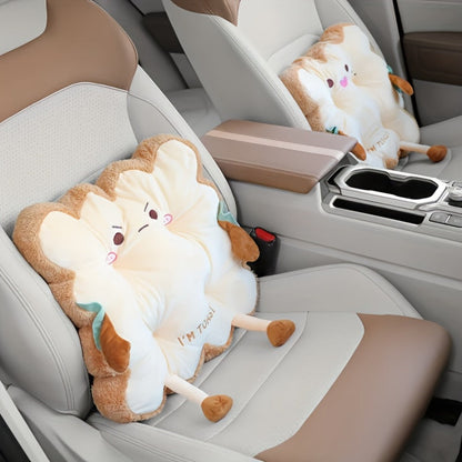 Kawaii Plush Toast Cushion Cute Bread Shaped Seat Pillow Funny Face Expression Soft Stuffed Food Pillow for Office Chair Car Sofa Bedroom Gift