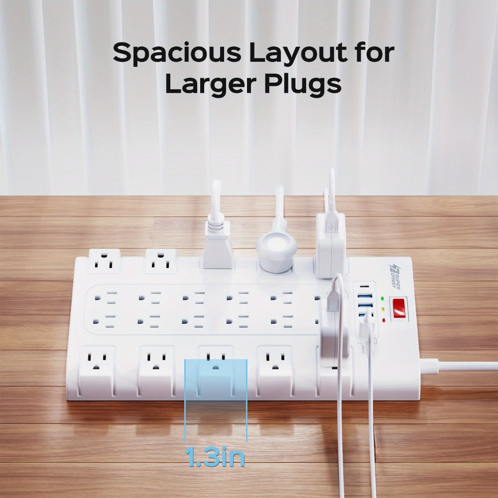 Heavy Duty 28-in-1 Surge Protector Power Strip, 22 AC Outlets & 6 USB Ports (1 USB-C), 5ft Extension Cord, Charging Station for Home Office Tool Room Desk – Overload Protection, 2500W