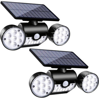 Motion Sensor Solar Security Light 30 LED Dual Head - 360° Adjustable IP65 Waterproof Outdoor Wall Spotlight for Garden Garage Driveway Patio Backyard, 1/2/3 Pack Options