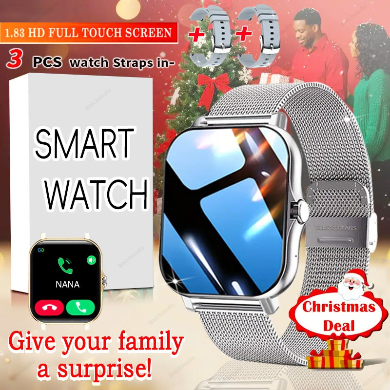 Smartwatch Gift with Metal Strap, Wireless Calling, Music Player and App Alerts in Four Colors