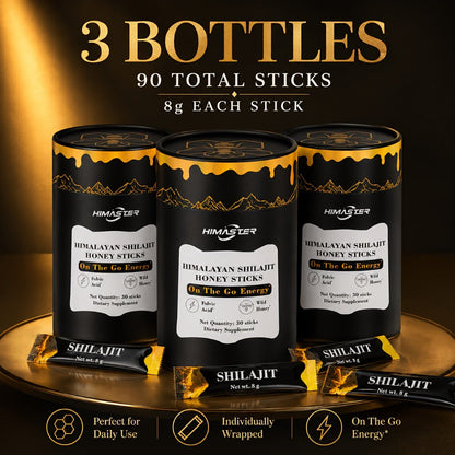 Herbal Supplement with HIMASTER Label, Himalayan Shilajit Honey Sticks, 30 Individually Wrapped 8g Sticks