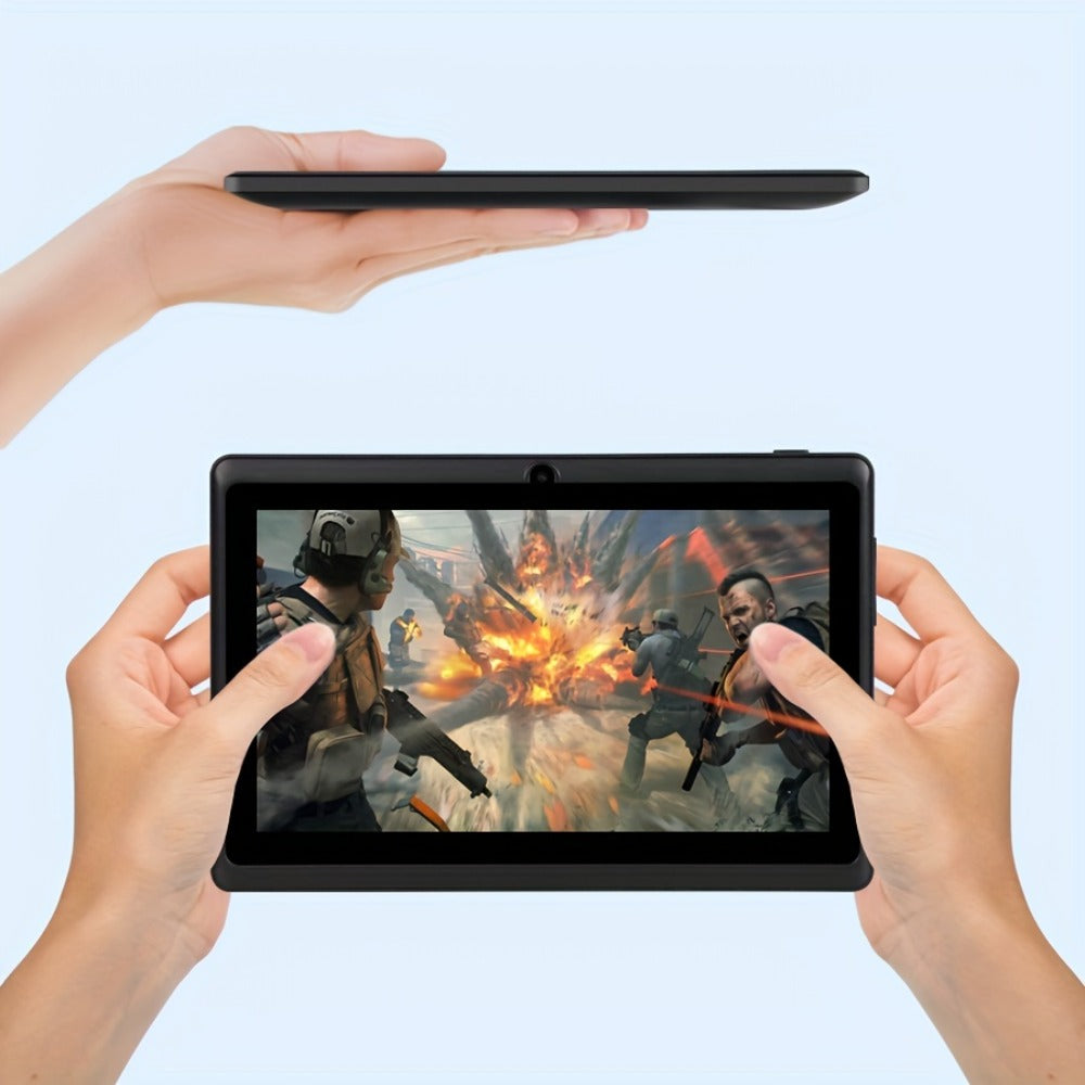 Bluetooth Android 14 Tablet 7 Inch, 4GB RAM 32GB ROM Expandable, Quad-Core IPS HD Display 3500mAh Battery, Dual Camera Wi-Fi, Lightweight Portable Tablet for Kids Students Seniors Everyday Use – Gray