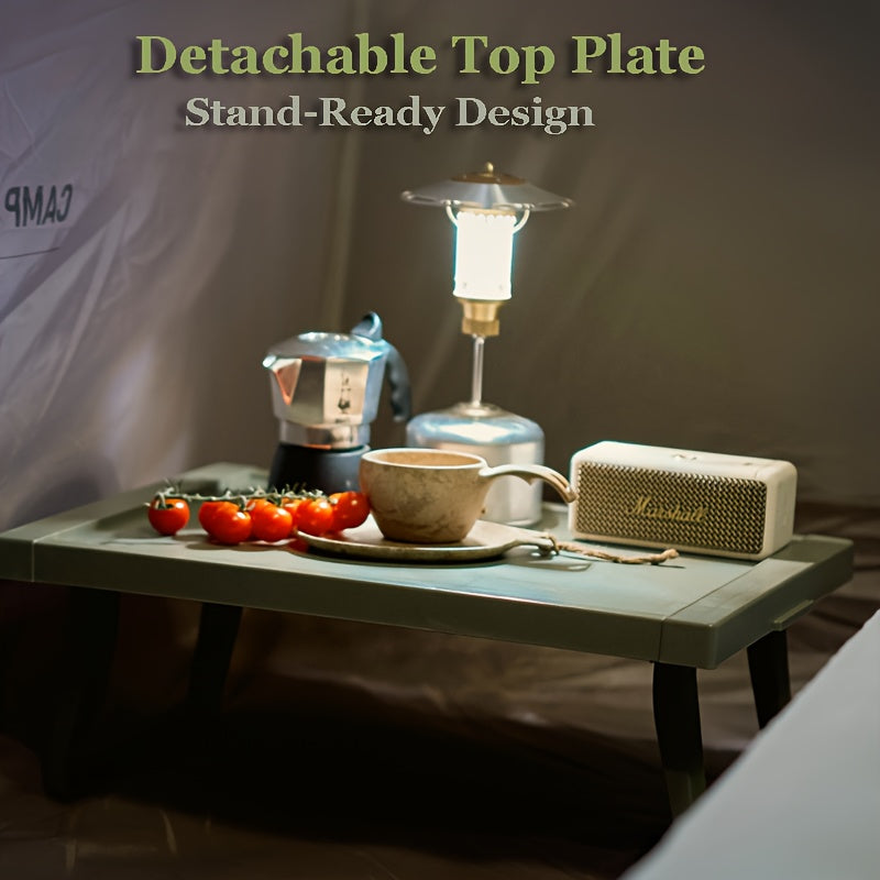 Outdoor Storage Box with Foldable Lid Table, Army Green