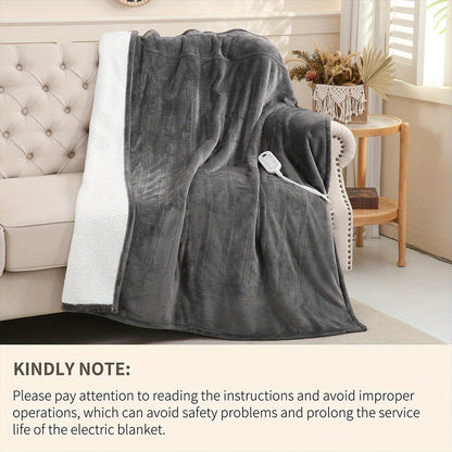 Electric Blanket with Temperature Control and Timer – Extra Large Flannel Heated Blanket, 8 Levels 10-Hour Auto-Off, Machine Washable, PTC+NTC Overheat Protection, Throw Twin Full Queen King