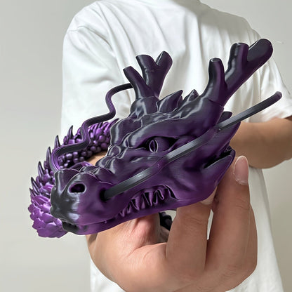 Articulated Dragon Figurine in Black and Red or Black and Purple with Three Exact Head Styles