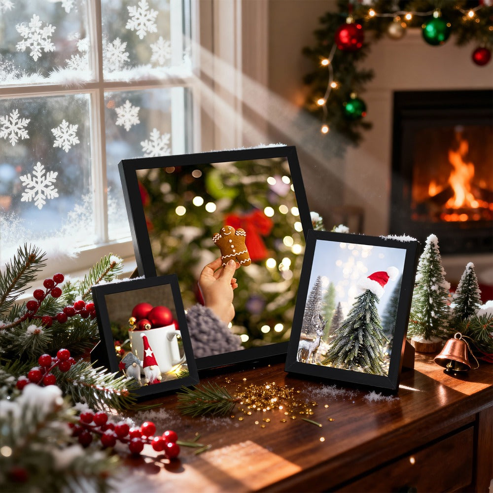 Picture Frames Collage Wall Decor 15pcs - Photo Gallery Frame Set Multi Size 8x10 5x7 4x6 for Wall Mounting & Tabletop Display, Family Photo Board, Black Frames for Home, School & Holiday Decor