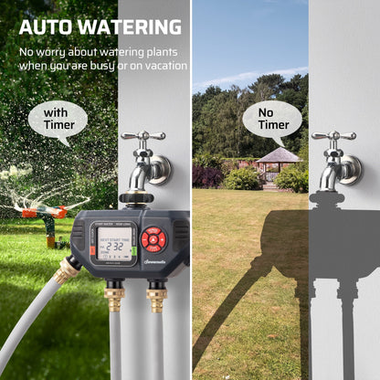 4-Zone Sprinkler Timer with Auto/Manual/Rain Delay Modes – Programmable Garden Irrigation Controller, 3.4" LCD Display