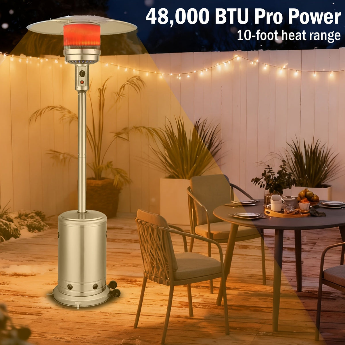 Patio Heater, Propane Outdoor Standing Stainless Steel Garden Party for Garden, Patio and Yard Use