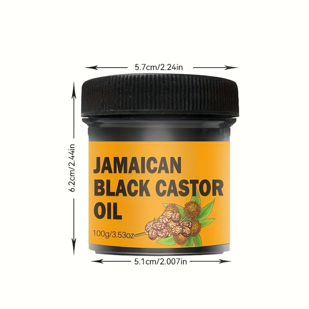 Jamaican Black Castor Hair and Scalp Oil in a 100g Wide-Mouth Jar with 3.53 oz Net Weight Label