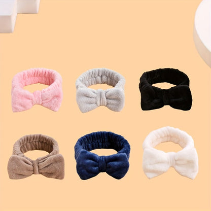 Six Bow-Front Headbands with Six Image-Bound Patterned Designs for Hair and Face-Care Routines