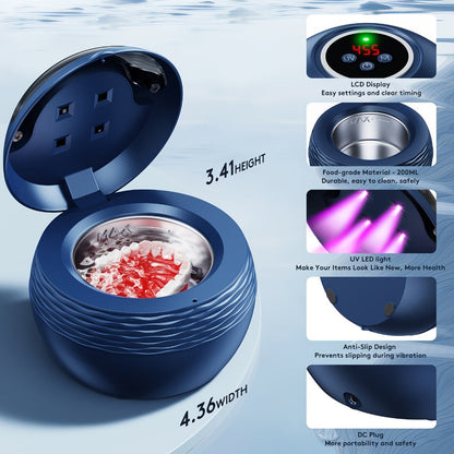 45 kHz Round Ultrasonic Cleaner with Four Timer Modes and Three Color Options for Small Items