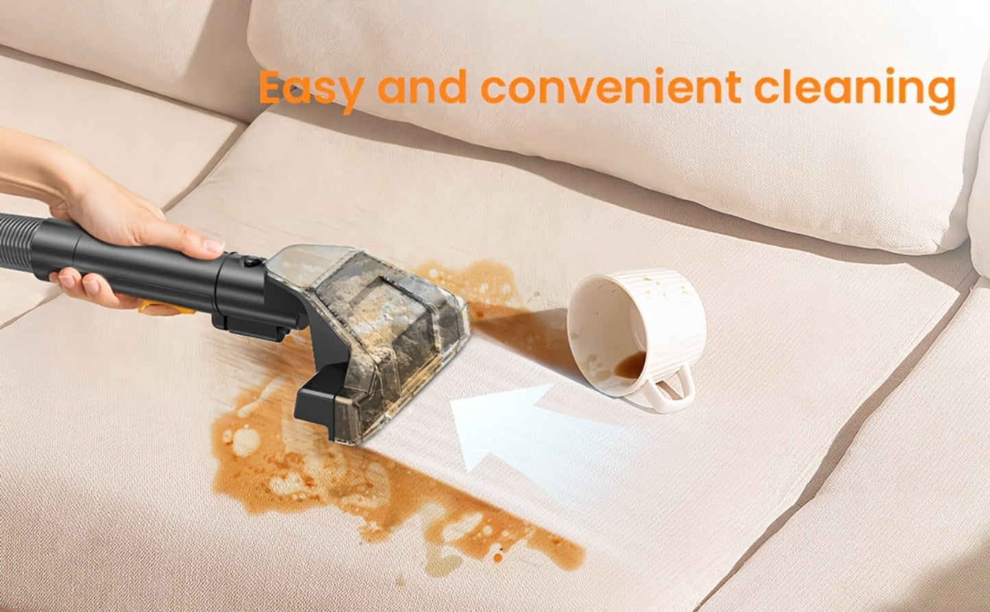 Portable Spot Cleaner for Carpet & Upholstery | Dual Brush Power Suction Stain Remover with Multifunctional Tools – Deep Cleans Sofa, Car Seats, Stairs & Pet Stains