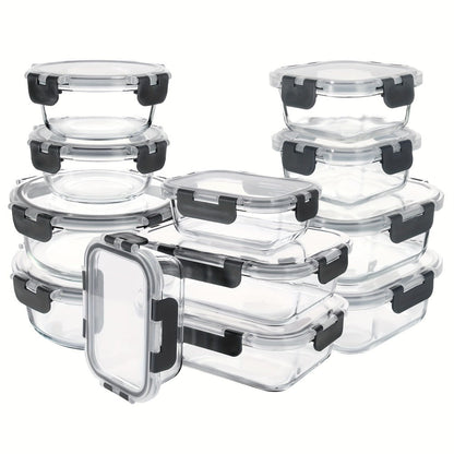 Glass Food Storage Containers with Airtight Lids - Borosilicate Glass Meal Prep Containers Set, Microwave Dishwasher Freezer Safe, BPA Free, Leak Proof Lunch Containers for Kitchen