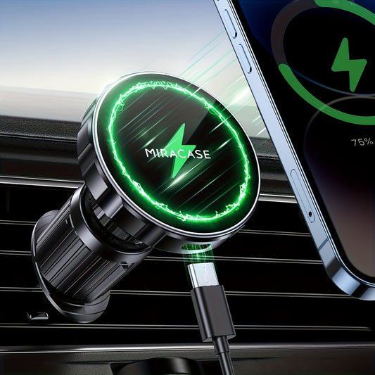 15W Magnetic Wireless Car Charger – Air Vent Mount with N52 Strong Magnet, Fast Charging for iPhone 17 Pro Max / 16 / 15 / 14 / 13 / 12 Series & MagSafe Cases, FCC & RoHS Certified
