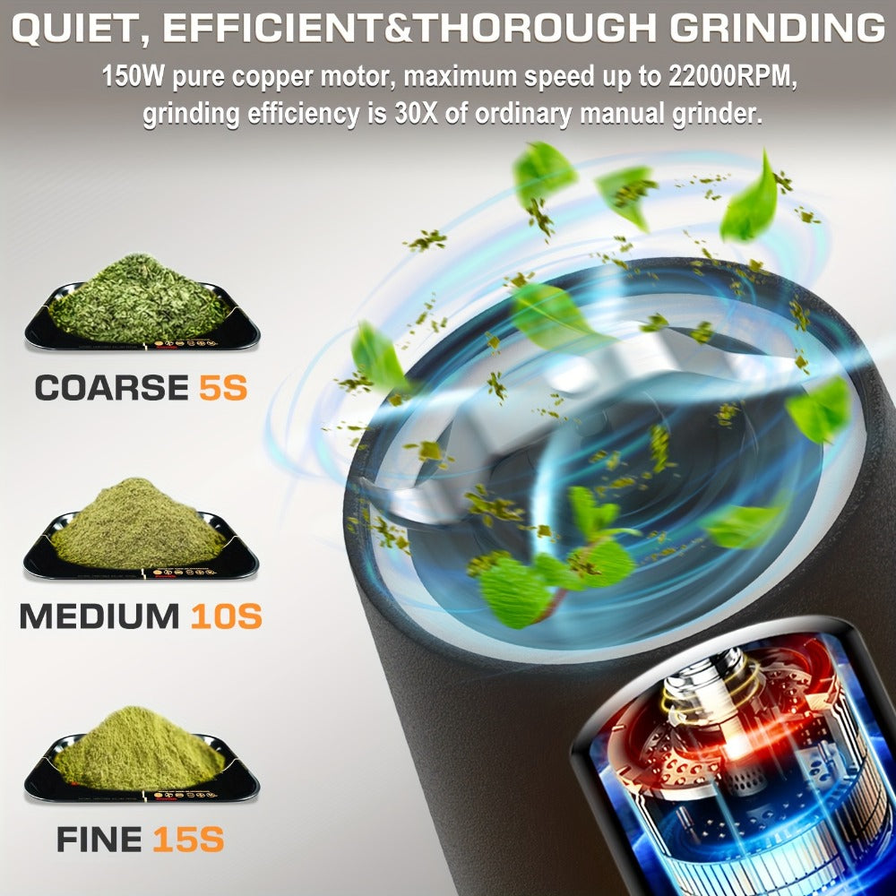Electric Spice Grinder Portable 150W – USB-C Rechargeable, Pulse Mode, Fast Grinding for Spices & Herbs, Compact Travel Size, Easy Dispensing, Includes Cleaning Brush, 5 Colors