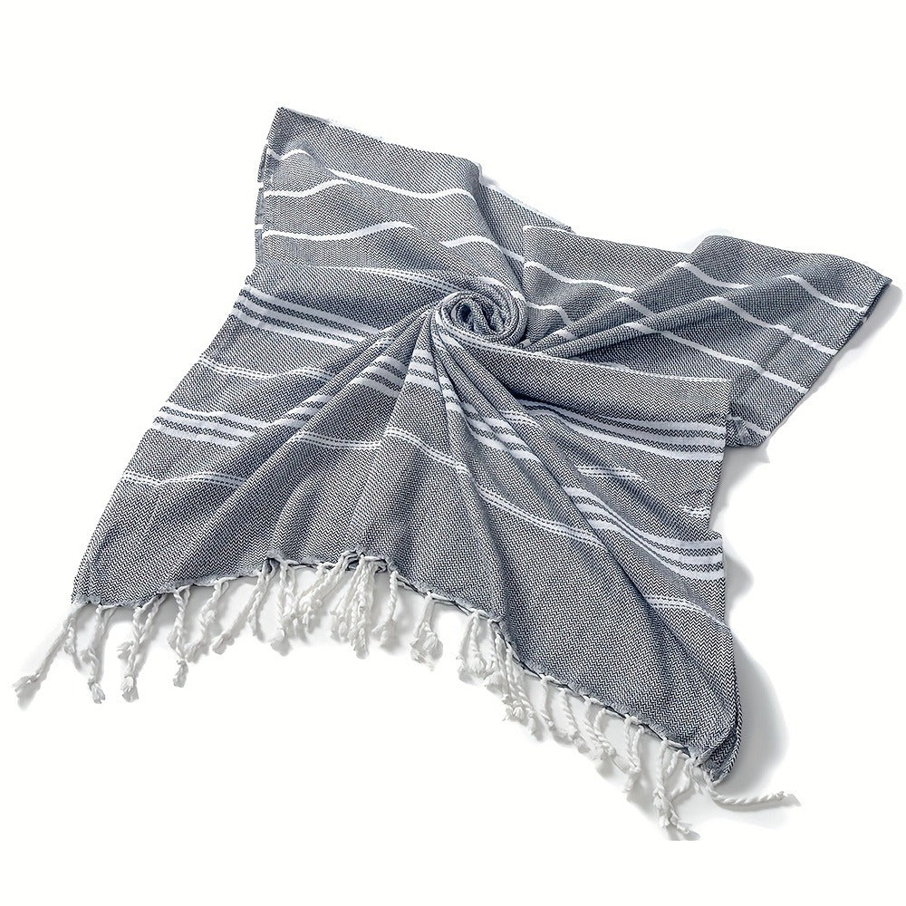 Striped Beach Towel in Ten Color Labels with 90 x 180 cm Source Size for Pool, Travel, Gym and Everyday Use