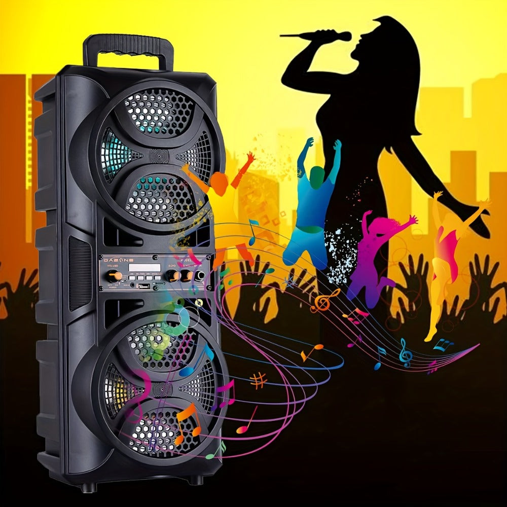 Portable Wireless PA Speaker System Dual 6.5" Subwoofer 3000W Bluetooth TWS Karaoke Outdoor Party Speaker with Microphone LED Light AUX USB FM Remote Control