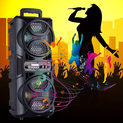 Portable Wireless PA Speaker System Dual 6.5" Subwoofer 3000W Bluetooth TWS Karaoke Outdoor Party Speaker with Microphone LED Light AUX USB FM Remote Control