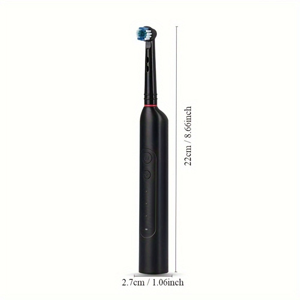 Electric Toothbrush with IPX7 Rating, Eight Round Brush Heads, Three Modes, Type-C Charging and Travel Case