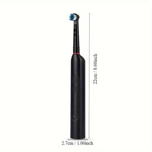 Electric Toothbrush with IPX7 Rating, Eight Round Brush Heads, Three Modes, Type-C Charging and Travel Case