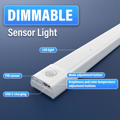 Motion Sensor LED Cabinet Light 4 Pack USB Powered - 3 Color Modes, Wireless Under Cabinet Lighting Bar