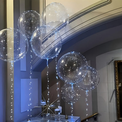 LED Bubble Balloon Party Supplies Set with 20 Clear Balloons, 20 Light Strings and Two Light Colors