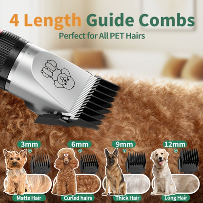 Pet Hair Clipper, USB-Rechargeable Cordless Trimmer with Adjustable Comb and Four Package Options