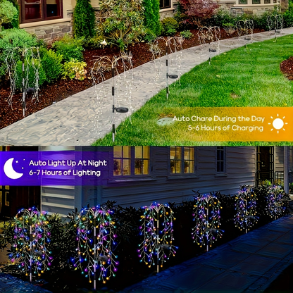 Solar Firecracker Cluster String Lights with 120 LEDs in Warm Color or Multicolor Checkout Options