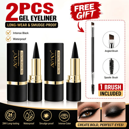 Waterproof Eyeliner Pencil 2-Pack for Women - Smudge-Proof Sweat-Resistant Black Liner, for Makeup, Travel and Everyday Vanity Use
