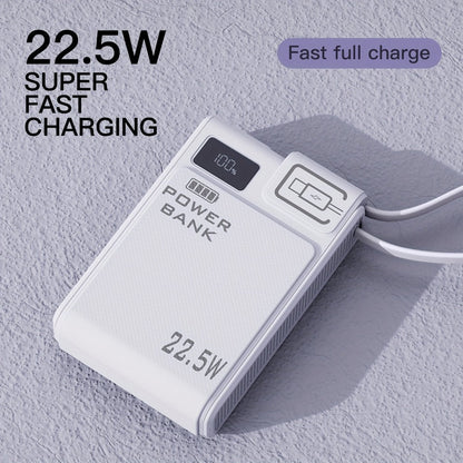 Power Bank 10000mAh 22.5W Fast Charging with Built-in USB-A USB-C Cables – 3 Ports LED Digital Display Portable Charger for iPhone Android Samsung iPad | White Black Green