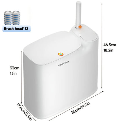 7.7L Bathroom Waste Bin and Disposable Toilet Brush Station with 12 or 72 Replacement Heads