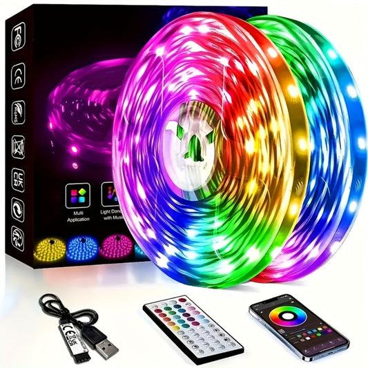 Color Changing LED Strip Lights App & Remote Control - Music Sync Smart RGB Lights 16 Million Colors for Bedroom Living Room Gaming Room TV Backlight Party Holiday Wedding Decoration 16ft 66ft 100ft