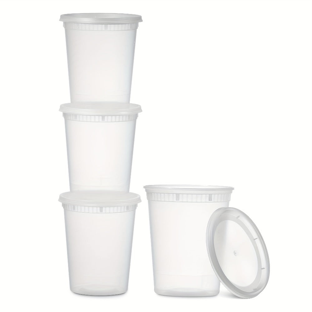 Food Storage Containers 48-Set 32 oz PP Cup and Lid Pack for Microwave Reheating, Freezer and Top-Rack Dishwasher Use
