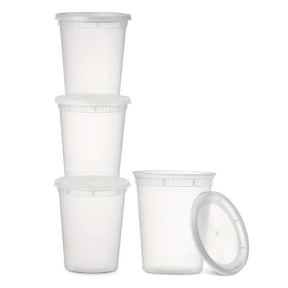 Food Storage Containers 48-Set 32 oz PP Cup and Lid Pack for Microwave Reheating, Freezer and Top-Rack Dishwasher Use