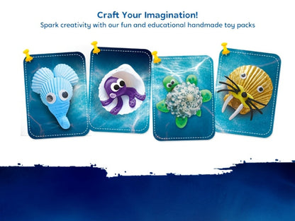 Seashell Painting Craft Kit with 12 Shell Forms, Glow-Labeled Paints, Brushes, Gems and Stickers