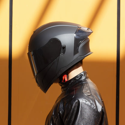 Modular Motorcycle Helmet Flip-Up Full Face – Dual Visor (Clear + Sun Visor), DOT-Style Flip Up Helmet for Men & Women, Lightweight Motorbike Helmet M/L/XL