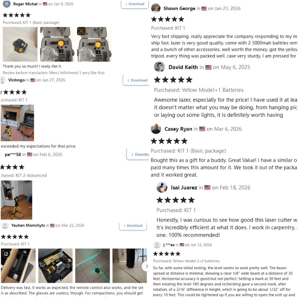 16-Line-Labeled Laser Level Kits in Five Packages with Tripod and No-Tripod Checkout Options